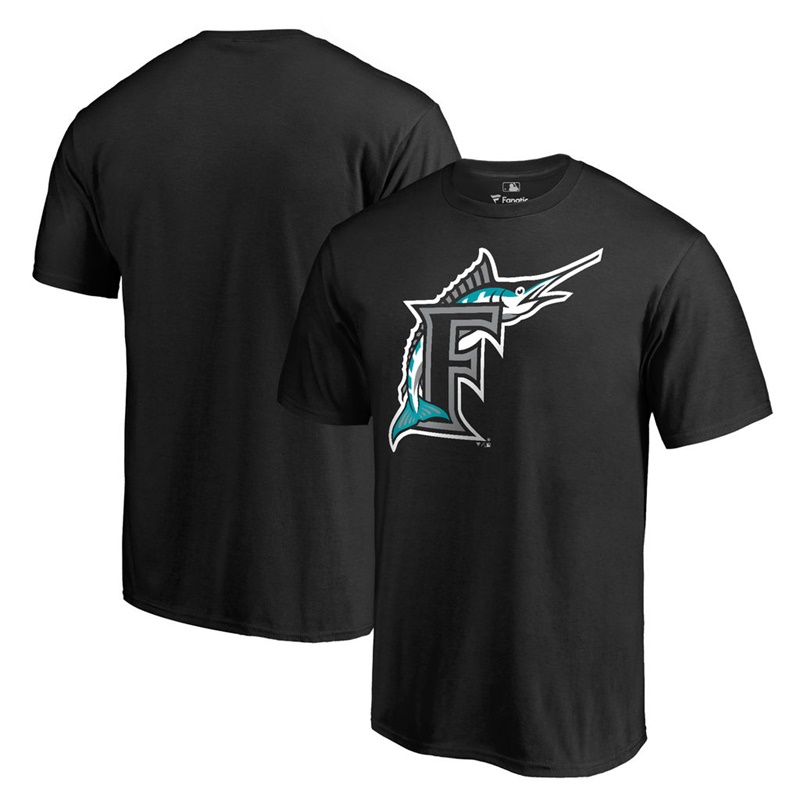 Men Miami Marlins Black Cooperstown Collection Forbes T-Shirt