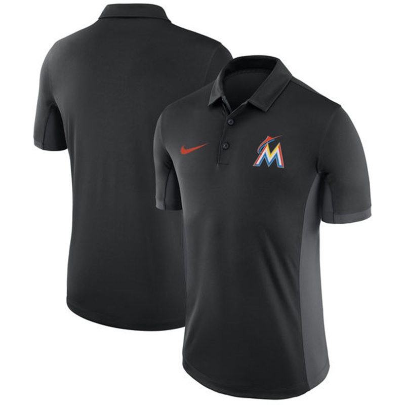 Men Miami Marlins Black Franchise Polo Shirt