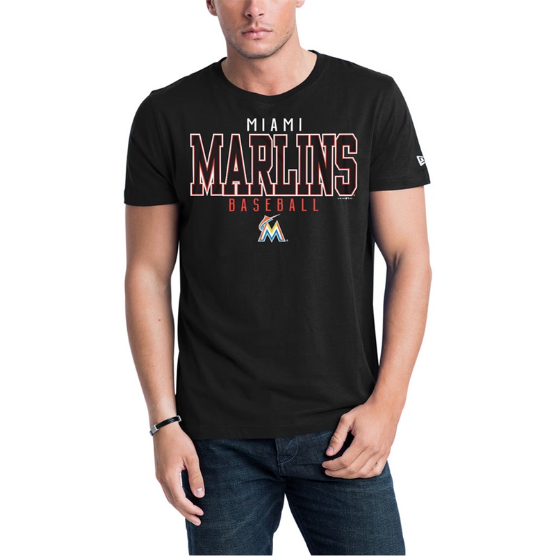 Men Miami Marlins Black Jersey T-Shirt