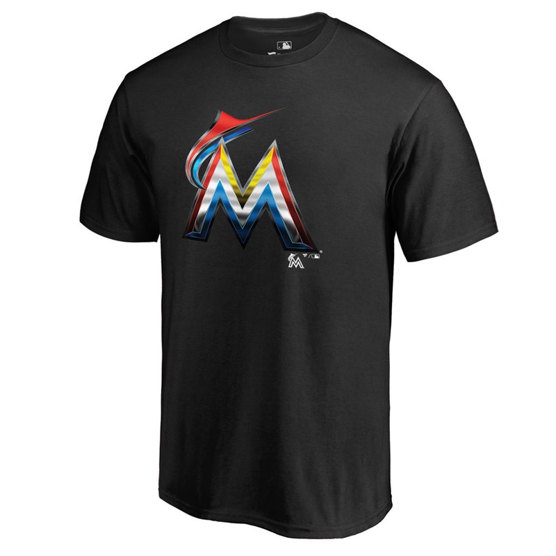 Men Miami Marlins Midnight Mascot Big & Tall Black T-Shirt