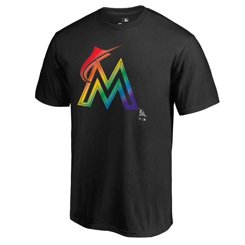 Men Miami Marlins Pride Big & Tall Black T-Shirt