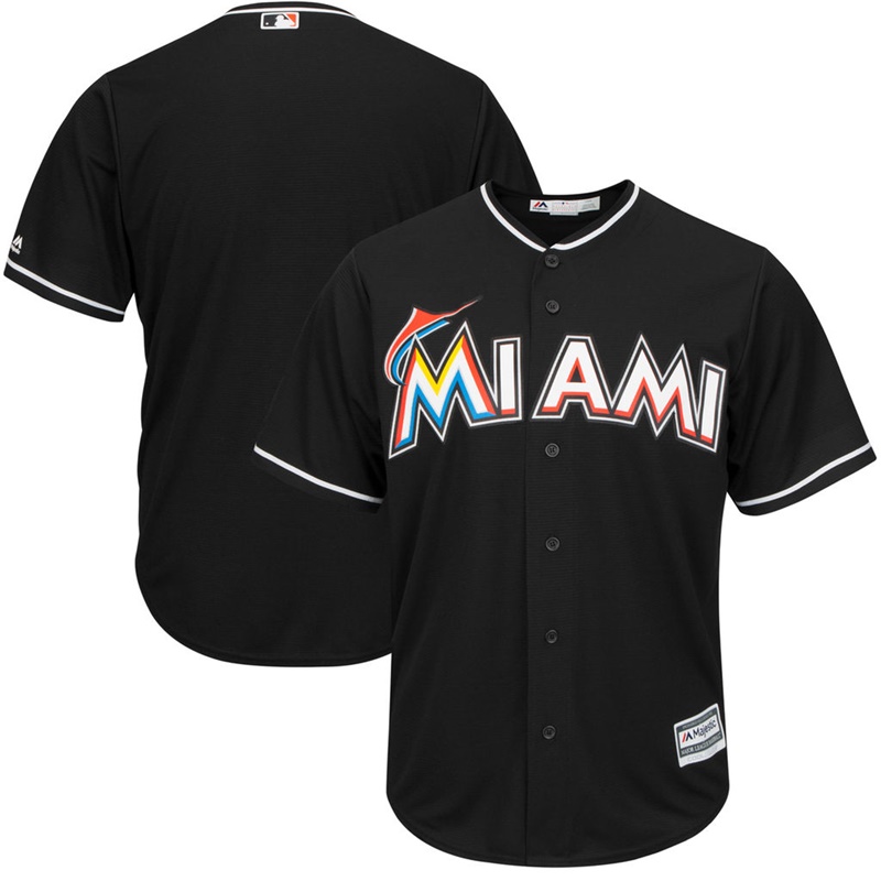 Men Miami Marlins Black Replica Alternate Team Jersey