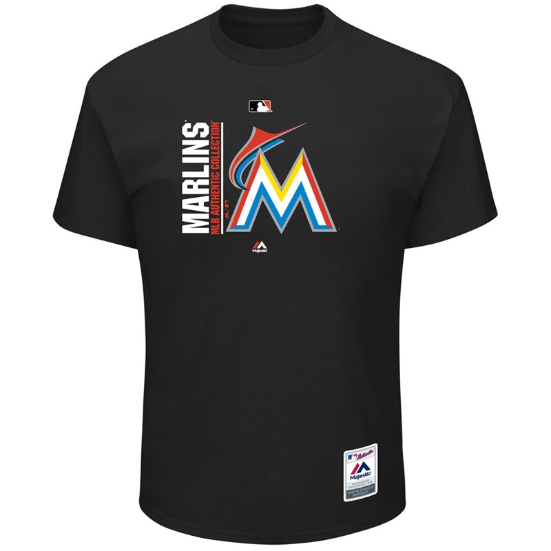 Men Miami Marlins Black Team Icon T-Shirt