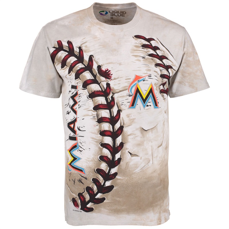 Men Miami Marlins Hardball Tie-Dye Cream T-Shirt