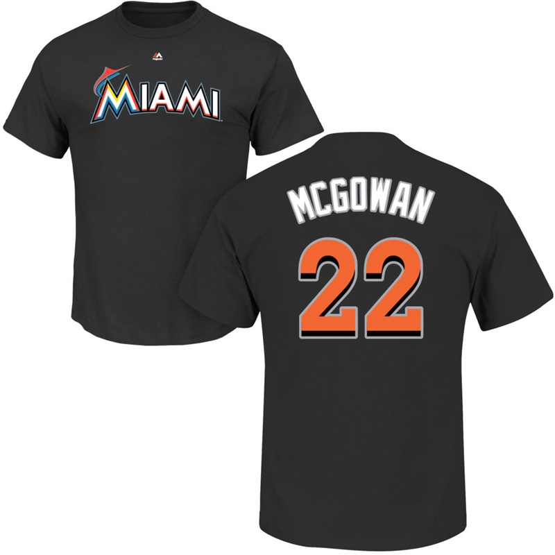 Men Miami Marlins Dustin McGowan Roster #22 Black Name & Number T-Shirt