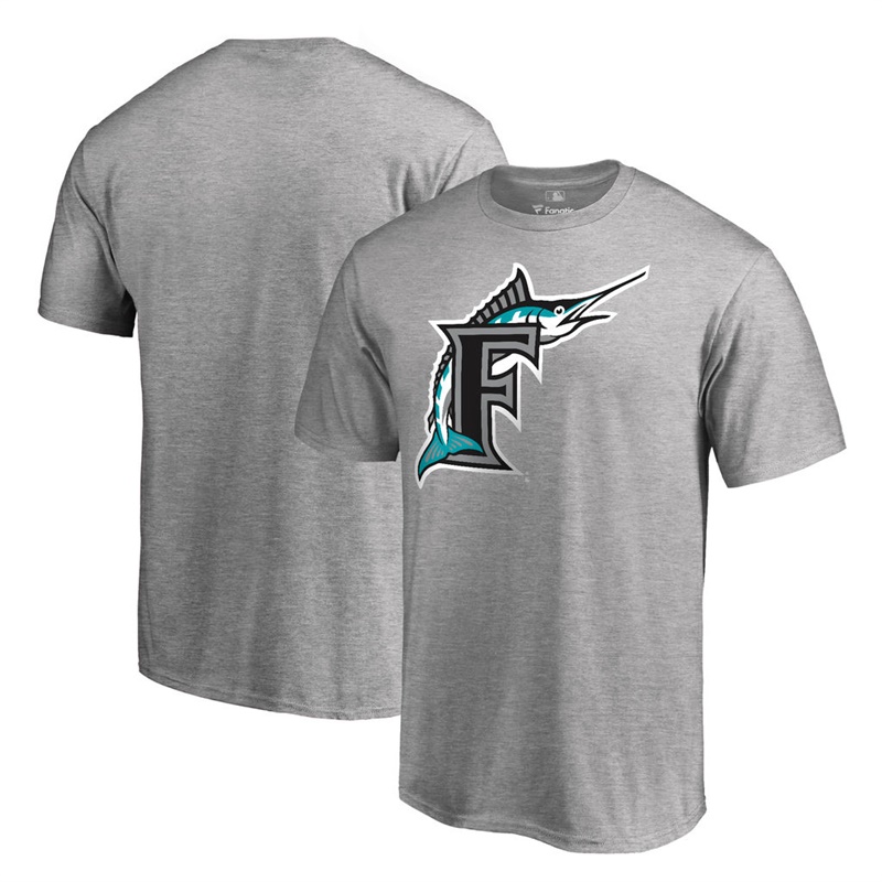 Men Miami Marlins Gray Cooperstown Collection Forbes T-Shirt