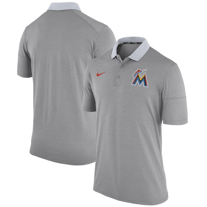 Men Miami Marlins Gray Fashion Polo Shirt