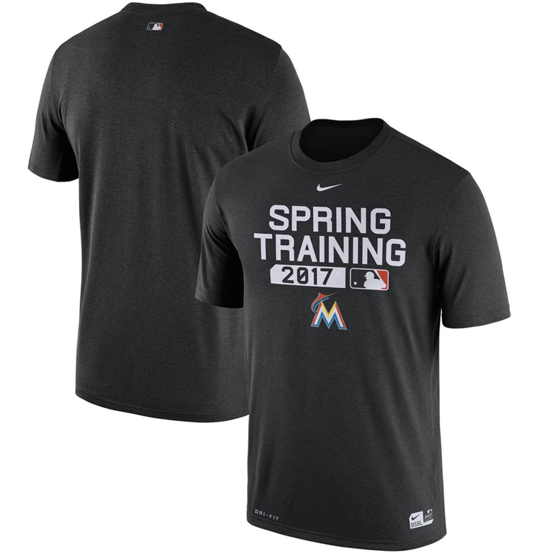 Men Miami Marlins Navy 2017 Spring Training Team Issue Performance T-Shirt