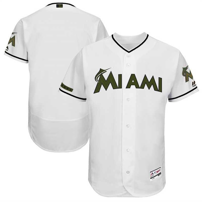 2017 Memorial Day Men Miami Marlins White Flex Base Team Jersey