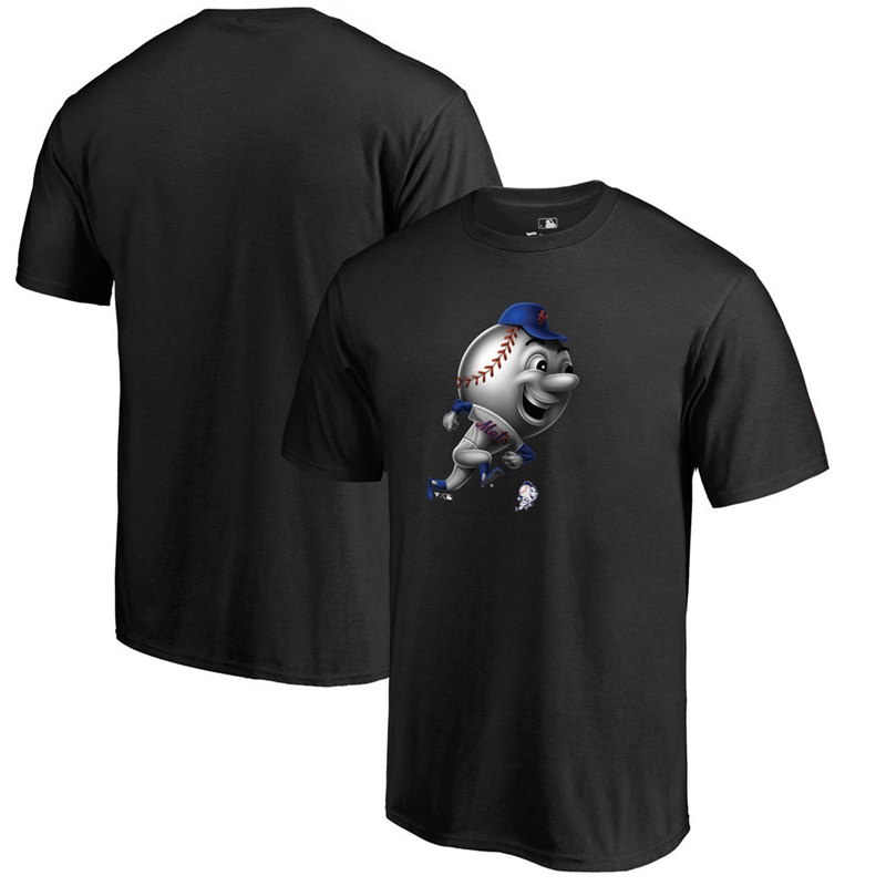 Men New York Mets Big & Tall Midnight Mascot Logo Black T-Shirt