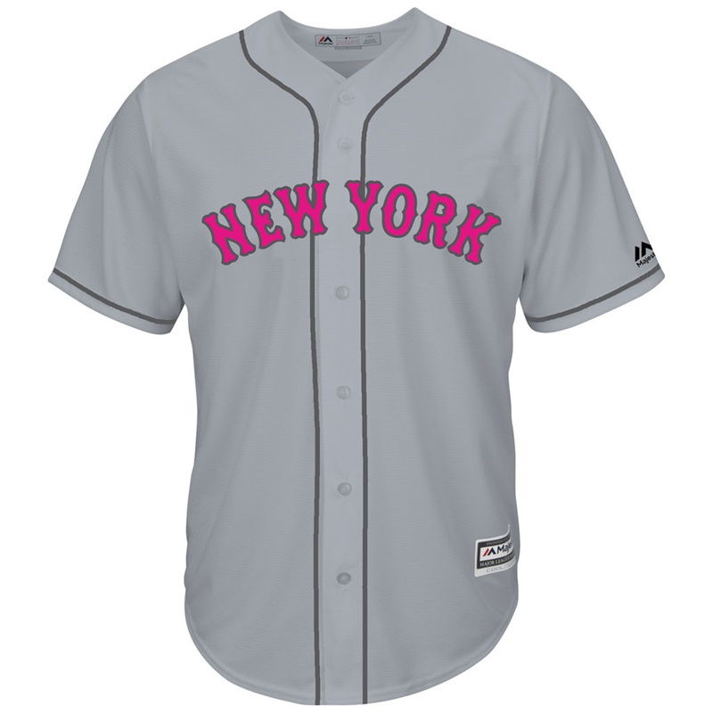 2017 Mother's Day New York Mets Men Gray Cool Base Replica Jersey