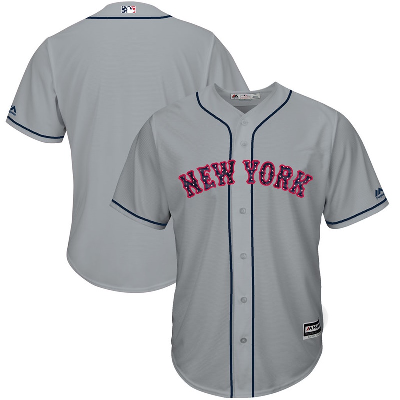 Men New York Mets Independence Day Gray 2017 Stars & Stripes Cool Base Team Jersey