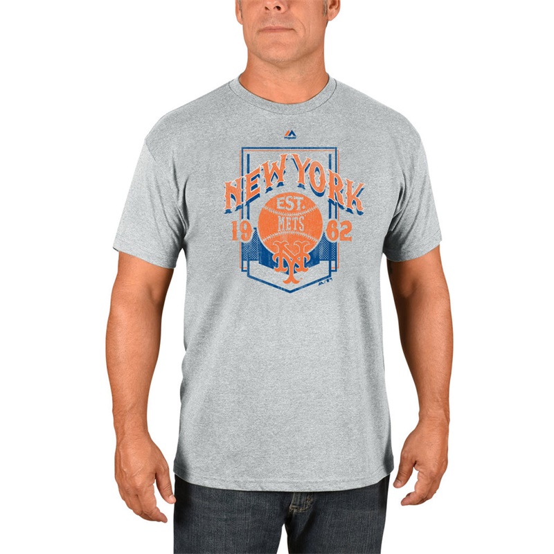 Men New York Mets Gray Vintage Style T-Shirt