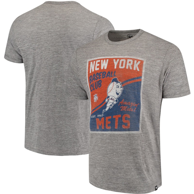 New York Mets Heathered Gray Tri-Blend State T-Shirt- Men