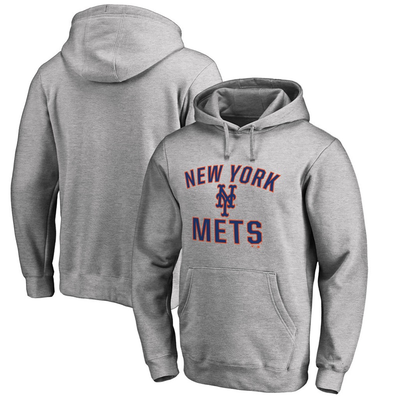 Men New York Mets Heathered Gray Victory Arch Pullover Hoodie