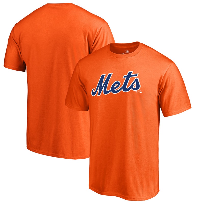 Men New York Mets Big & Tall Team Wordmark Orange T-Shirt