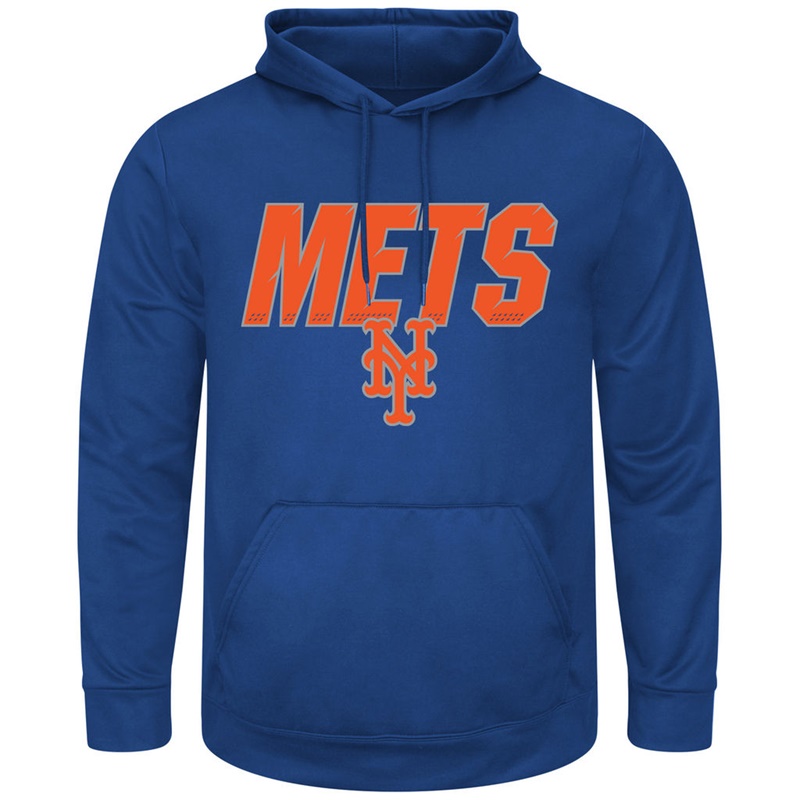 Men New York Mets Royal Synthetic Fleece Pullover Hoodie