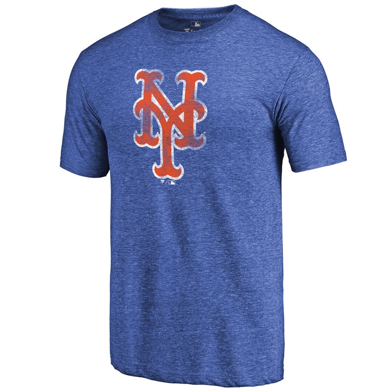 Men New York Mets Tri-Blend Distressed Team Royal T-Shirt