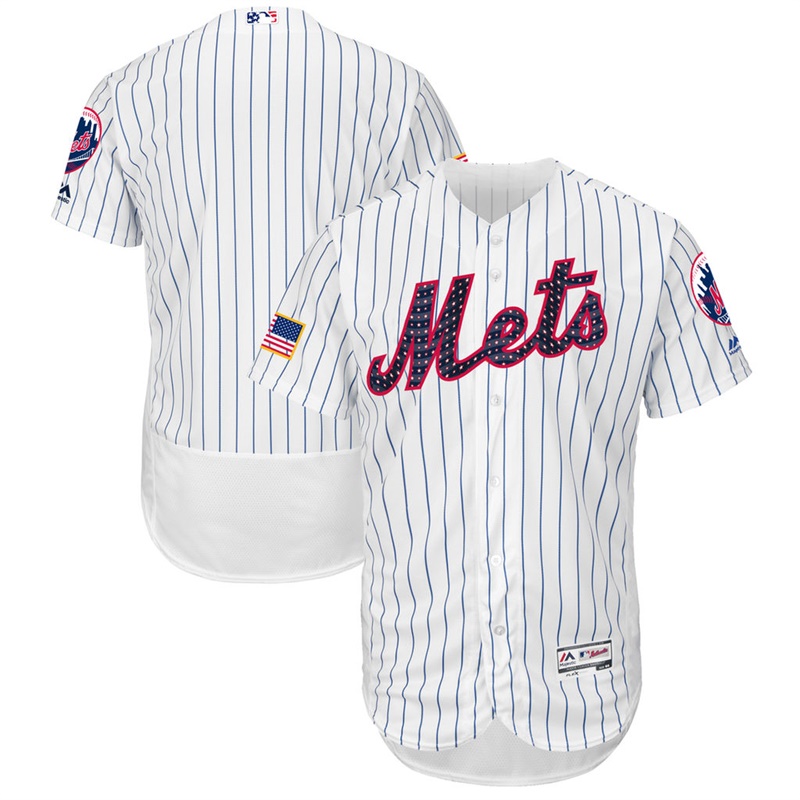 Independence Day Men New York Mets White 2017 Stars & Stripes Flex Base Team Jersey