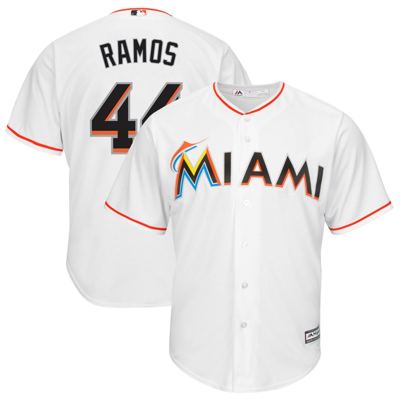 Men A.J. Ramos #44 Miami Marlins Replica Home White Cool Base Jersey