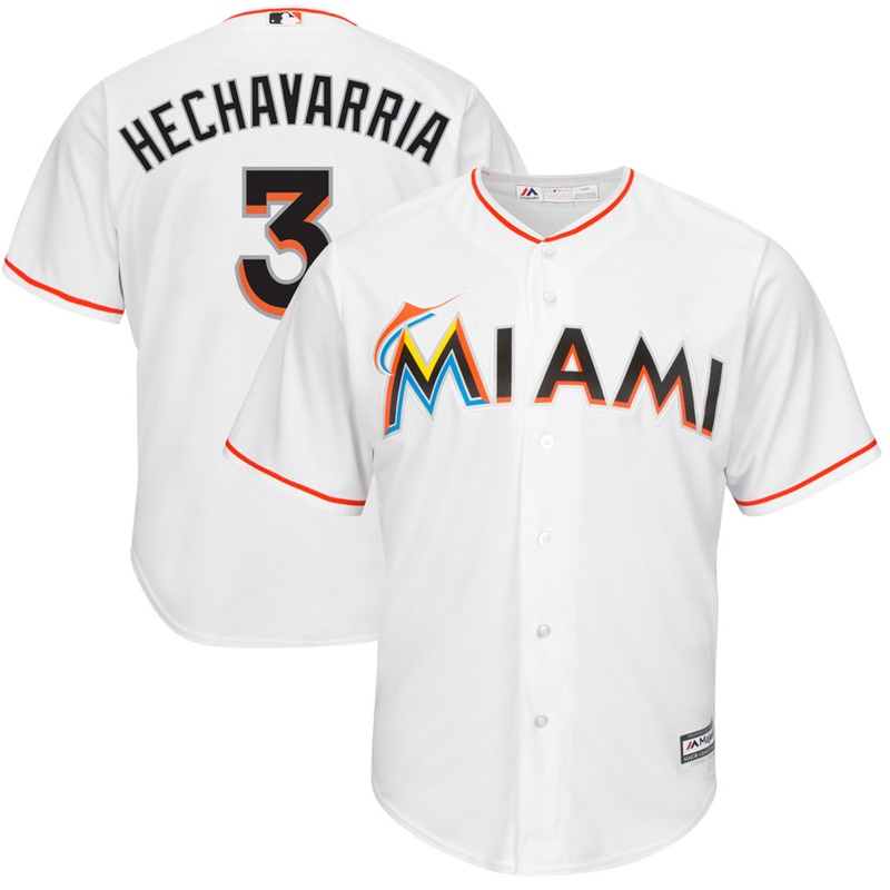 Men Miami Marlins #3 Adeiny Hechavarria Home White Cool Base Jersey