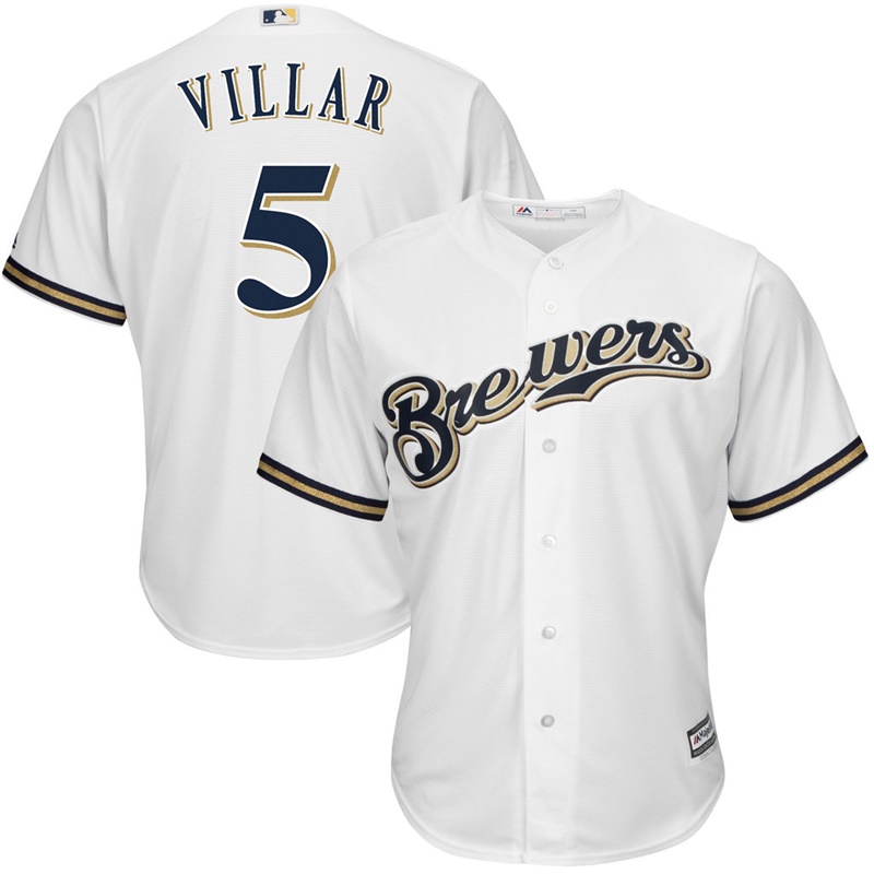 Men Milwaukee Brewers #5 Jonathan Villar Replica Home White Cool Base Jersey