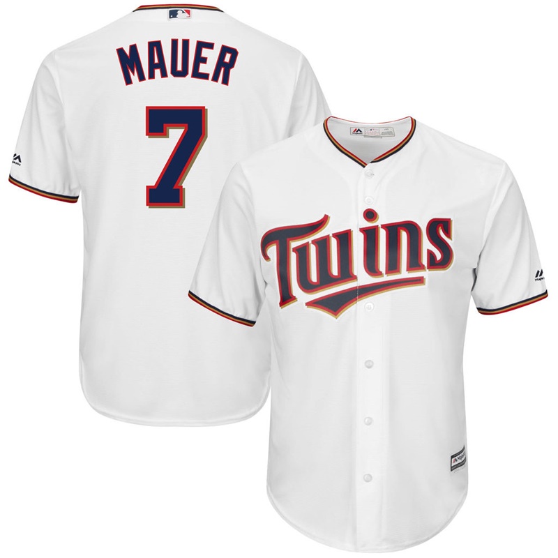 Men Joe Mauer #7 Minnesota Twins Replica Home White Cool Base Jersey