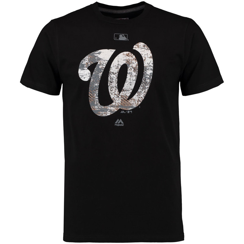 Washington Nationals Black Clubhouse Fashion Foil T-Shirt- Men