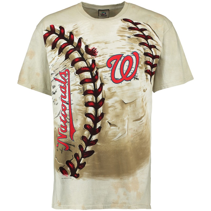 Men Washington Nationals Hardball Tie-Dye Cream T-Shirt