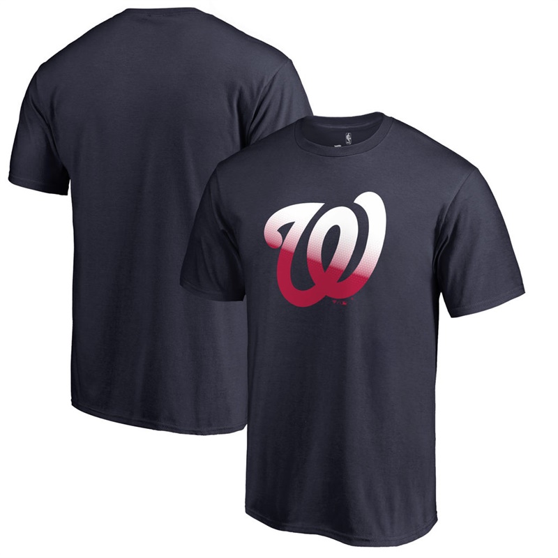 Men Washington Nationals Navy Gradient Logo T-Shirt