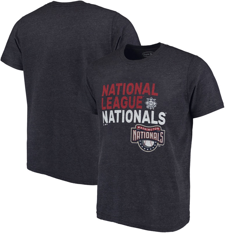 Men Washington Nationals Navy Throwback Cooperstown Collection Tri-Blend T-Shirt