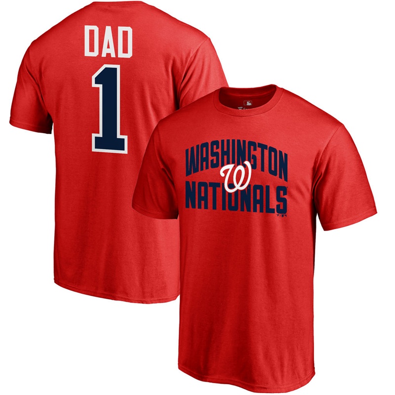 Men Big & Tall Washington Nationals Dad #1 Red T-Shirt