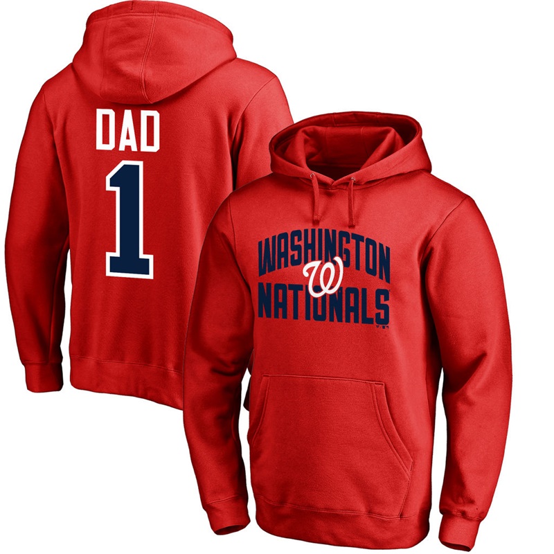 Men Washington Nationals Red Father's Day Dad #1 Pullover Hoodie