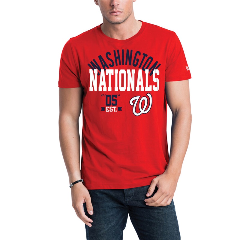 Men Washington Nationals Red Script Jersey T-Shirt