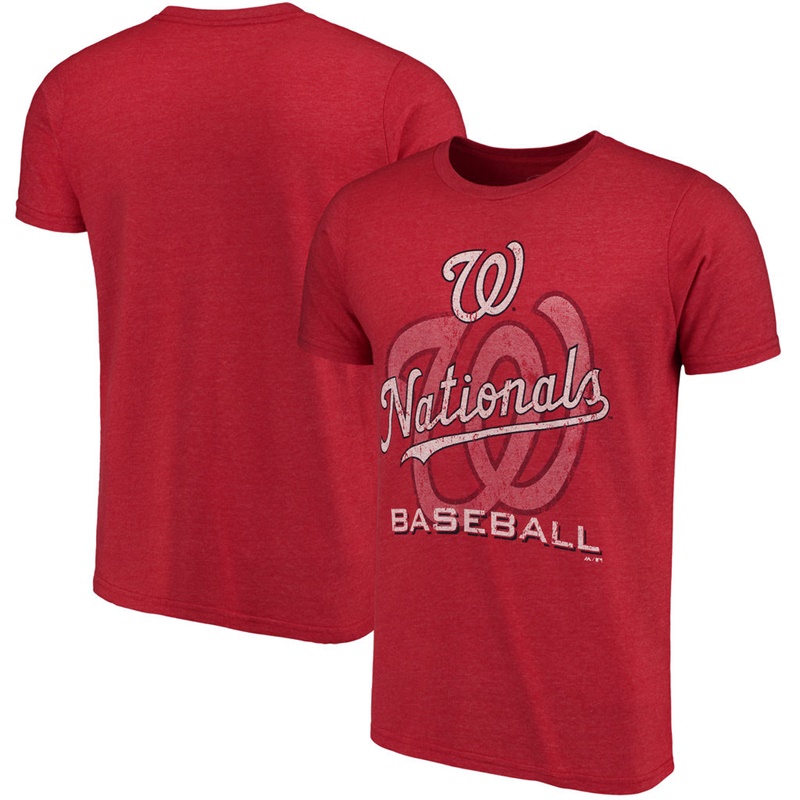 Men Washington Nationals Red Visionary Tri-Blend T-Shirt