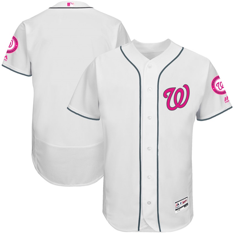 2017 Mother's Day Men Washington Nationals White Flex Base Team Jersey