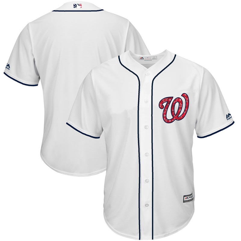 Men Washington Nationals Independence Day White 2017 Stars & Stripes Cool Base Team Jersey