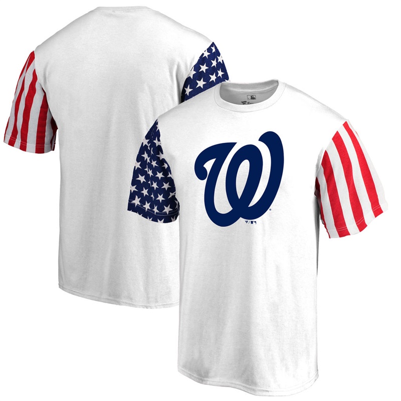 Washington Nationals White Stars & Stripes T-Shirt-Men