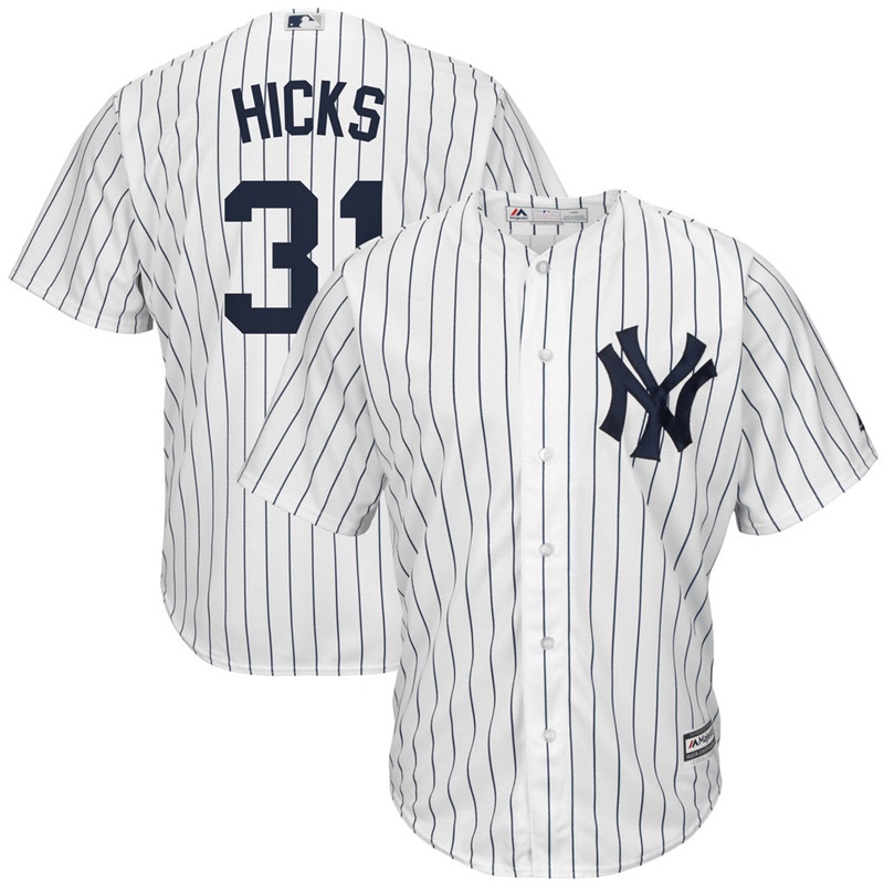 Men Aaron Hicks #31 New York Yankees Replica Home White Cool Base Jersey