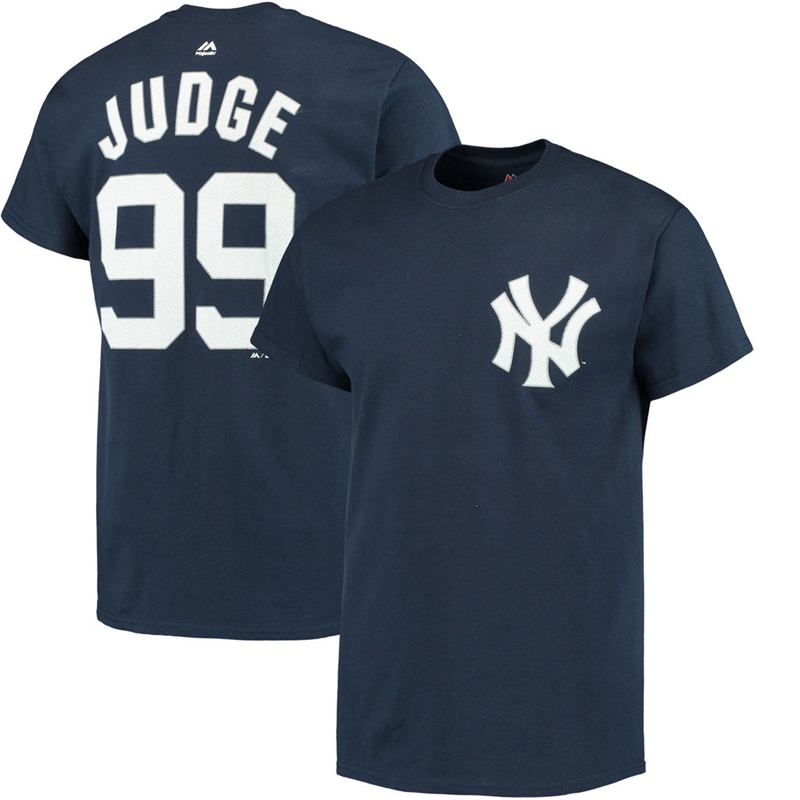 Men New York Yankees Aaron Judge #99 Navy Name & Number T-Shirt