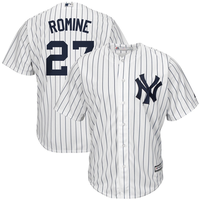 Men Austin Romine #27 New York Yankees Replica Home White Cool Base Jersey