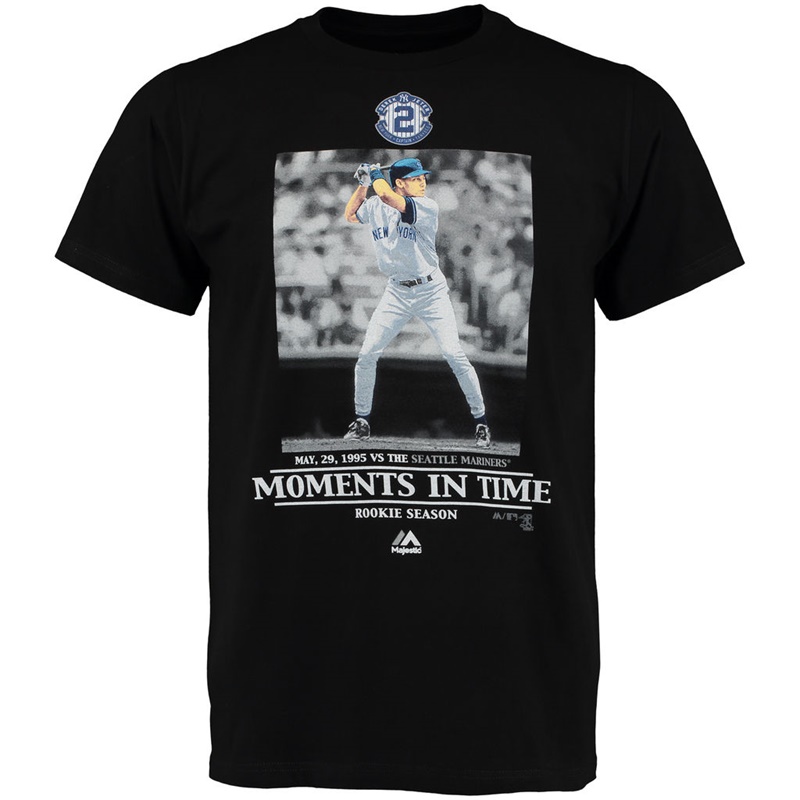 Men New York Yankees Derek Jeter #2 Black Rookie Season Moments T-Shirt