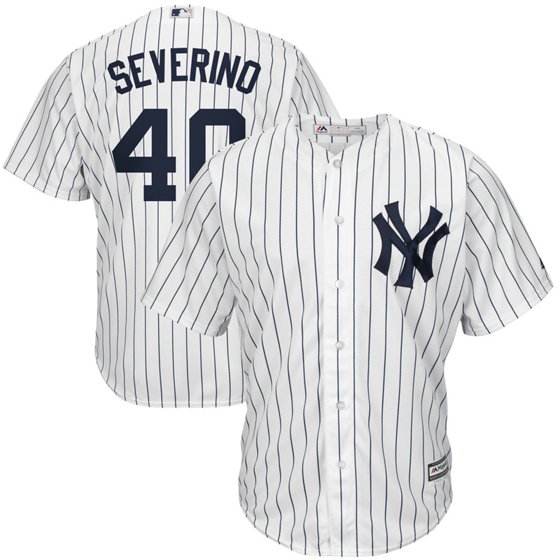 Men New York Yankees #40 Luis Severino Home White Cool Base Jersey