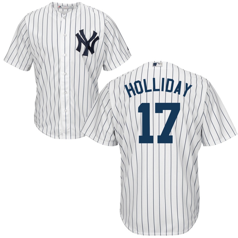 Men New York Yankees #17 Matt Holliday Home White Cool Base Jersey