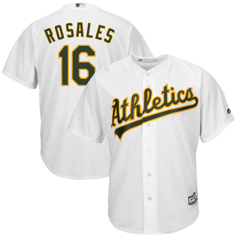 Men Adam Rosales #16 Oakland Athletics Replica Home White Cool Base Jersey