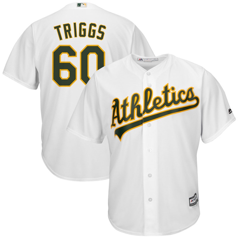 Men Andrew Triggs #60 Oakland Athletics Home White Cool Base Jersey