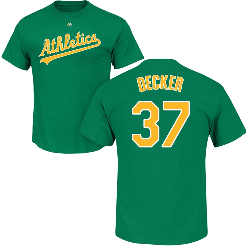 Men Oakland Athletics Jaff Decker #37 Green Roster Name & Number T-Shirt