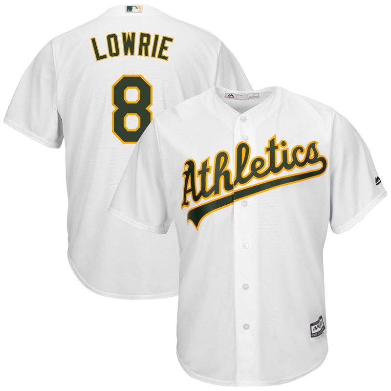 Men Jed Lowrie #8 Oakland Athletics Replica Home White Cool Base Jersey