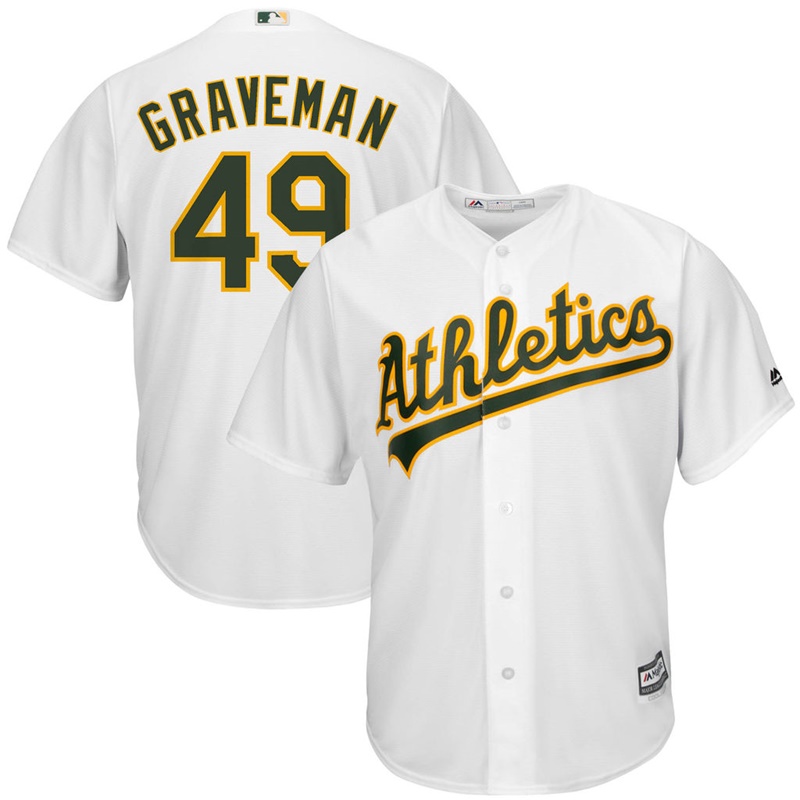 Men Kendall Graveman #49 Oakland Athletics Replica Home White Cool Base Jersey