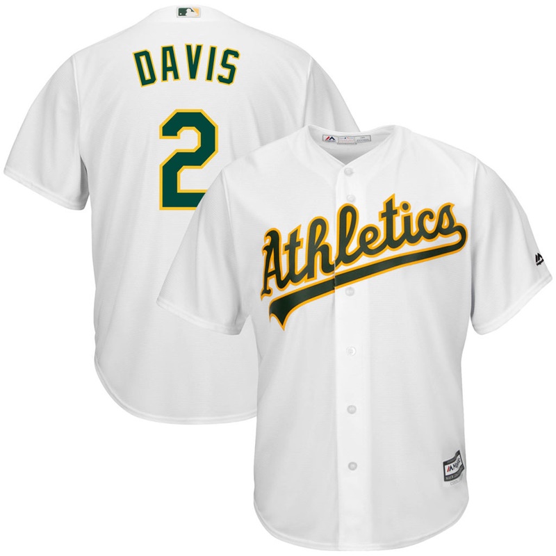 Men Oakland Athletics #2 Khris Davis Replica Home White Cool Base Jersey